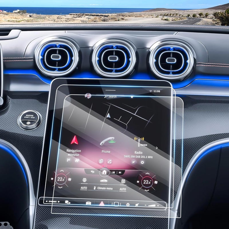 Canvcle حماية شاشة 2PCS لمرسيدس بنز C Class من 2022-2026 / GLC من 2023-2026 / CLE من 2024-2026، واقي شاشة زجاجي مقسى بحجم 11.9 بوصة، غلاف شاشة الملاحة، فيلم واقي للشاشة - Image 1